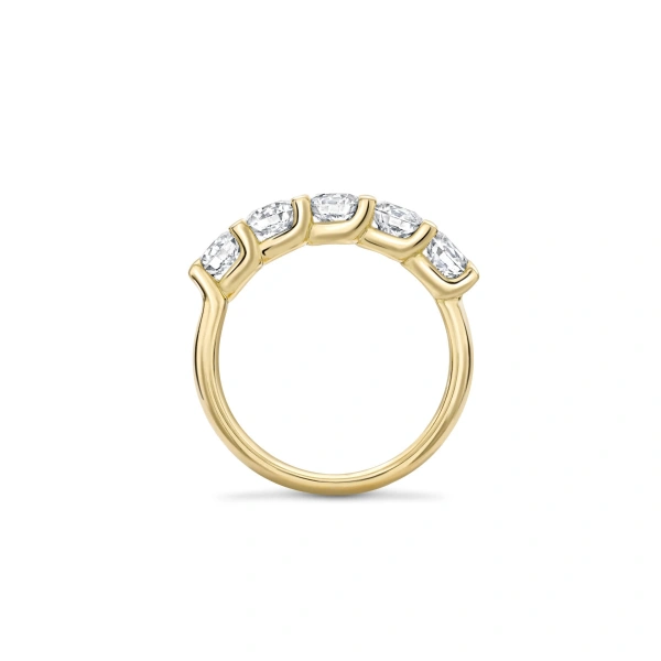 Boodles Classic Five Stone Round Brilliant Diamond Yellow Gold Ring | Fine Rings | Coveti