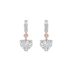 Boodles Classic Heart Diamond and Pink Diamond Platinum Drop Earrings | Fine Earrings | Coveti