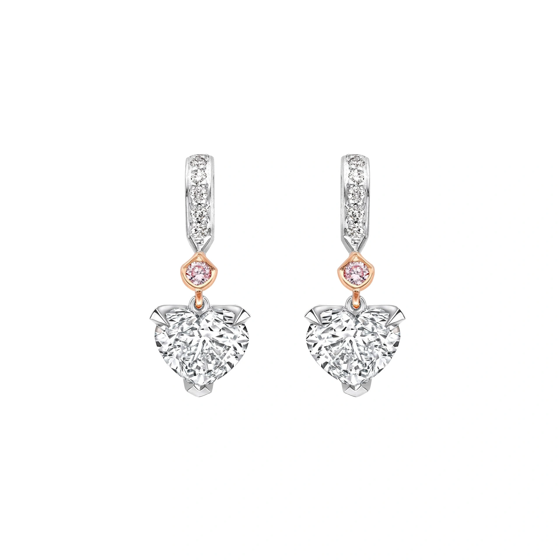 Boodles Classic Heart Diamond and Pink Diamond Platinum Drop Earrings Boodles Classic Heart Diamond and Pink Diamond Platinum Drop Earrings | Fine Earrings | Coveti
