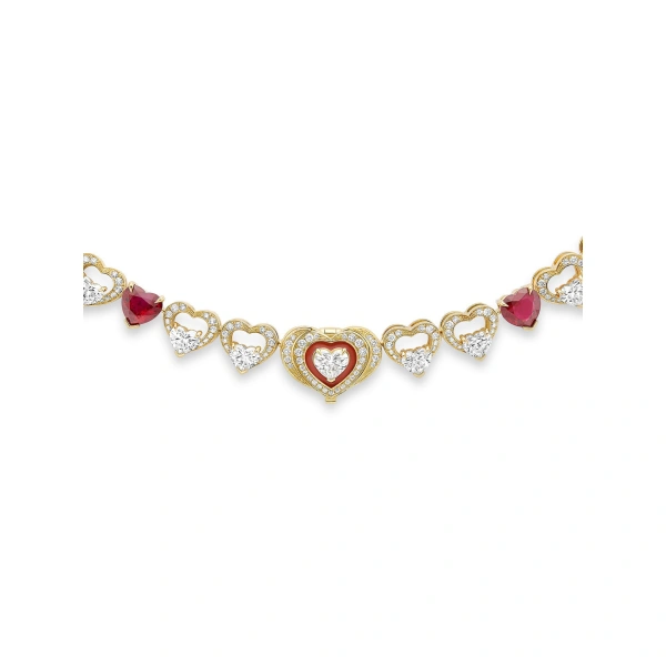 Boodles Classic Heart Ruby Diamond Yellow Gold Collar | Fine Necklaces | Coveti