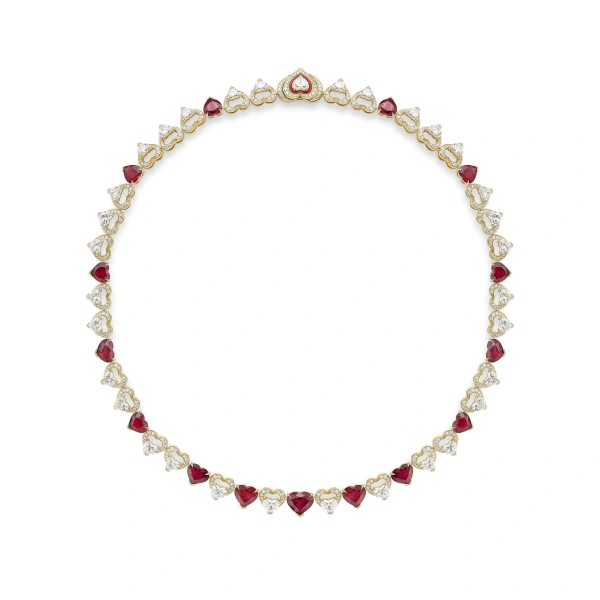 Boodles Classic Heart Ruby Diamond Yellow Gold Collar | Fine Necklaces | Coveti