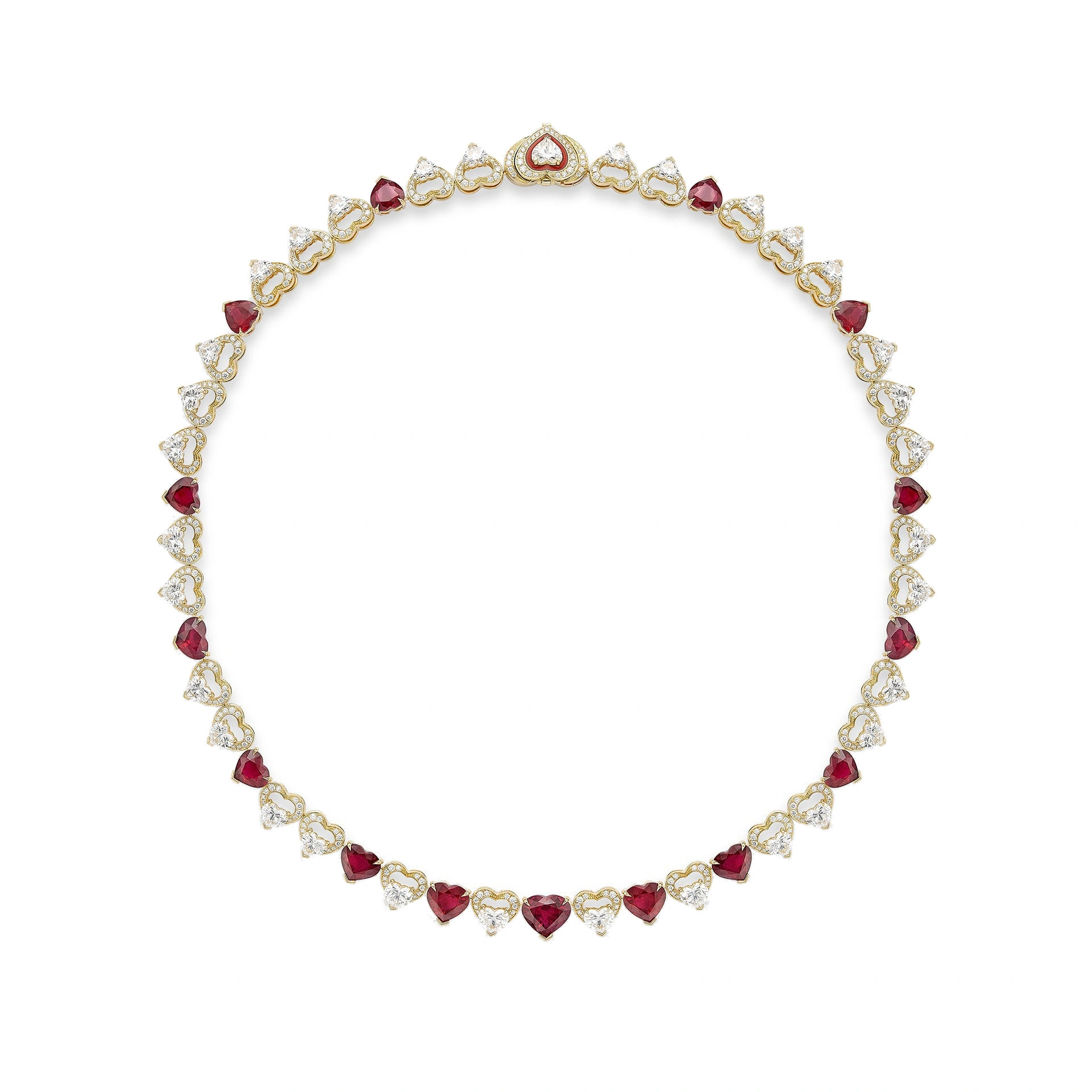 Boodles Classic Heart Ruby Diamond Yellow Gold Collar Boodles Classic Heart Ruby Diamond Yellow Gold Collar | Fine Necklaces | Coveti