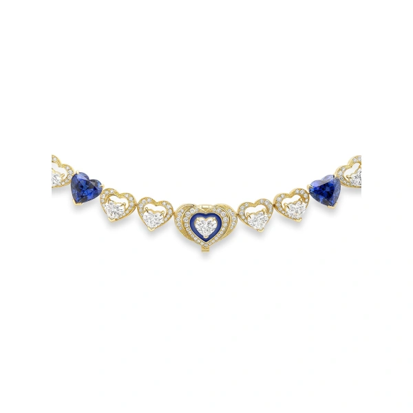 Boodles Classic Heart Sapphire Diamond Yellow Gold Collar | Fine Necklaces | Coveti