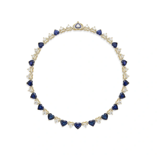 Boodles Classic Heart Sapphire Diamond Yellow Gold Collar | Fine Necklaces | Coveti