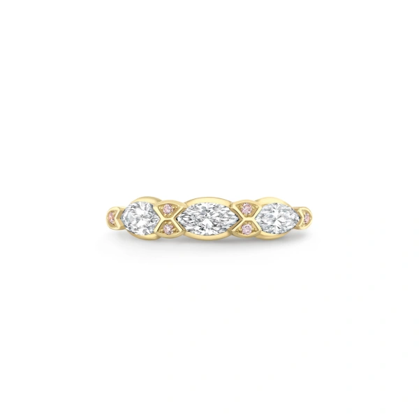 Boodles Classic Marquise and Pink Diamond Yellow Gold Eternity Ring | Fine Rings | Coveti