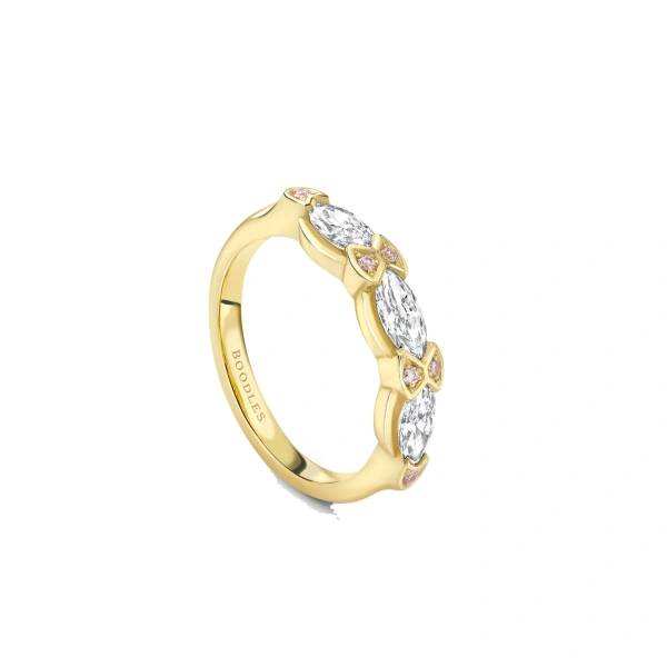 Boodles Classic Marquise and Pink Diamond Yellow Gold Eternity Ring | Fine Rings | Coveti