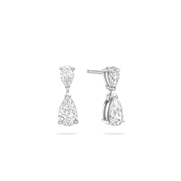 Boodles Classic Pear Diamond Drop Platinum Earrings | Fine Earrings | Coveti