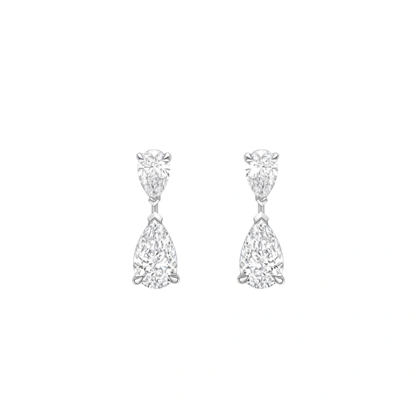 Boodles Classic Pear Diamond Drop Platinum Earrings | Fine Earrings | Coveti