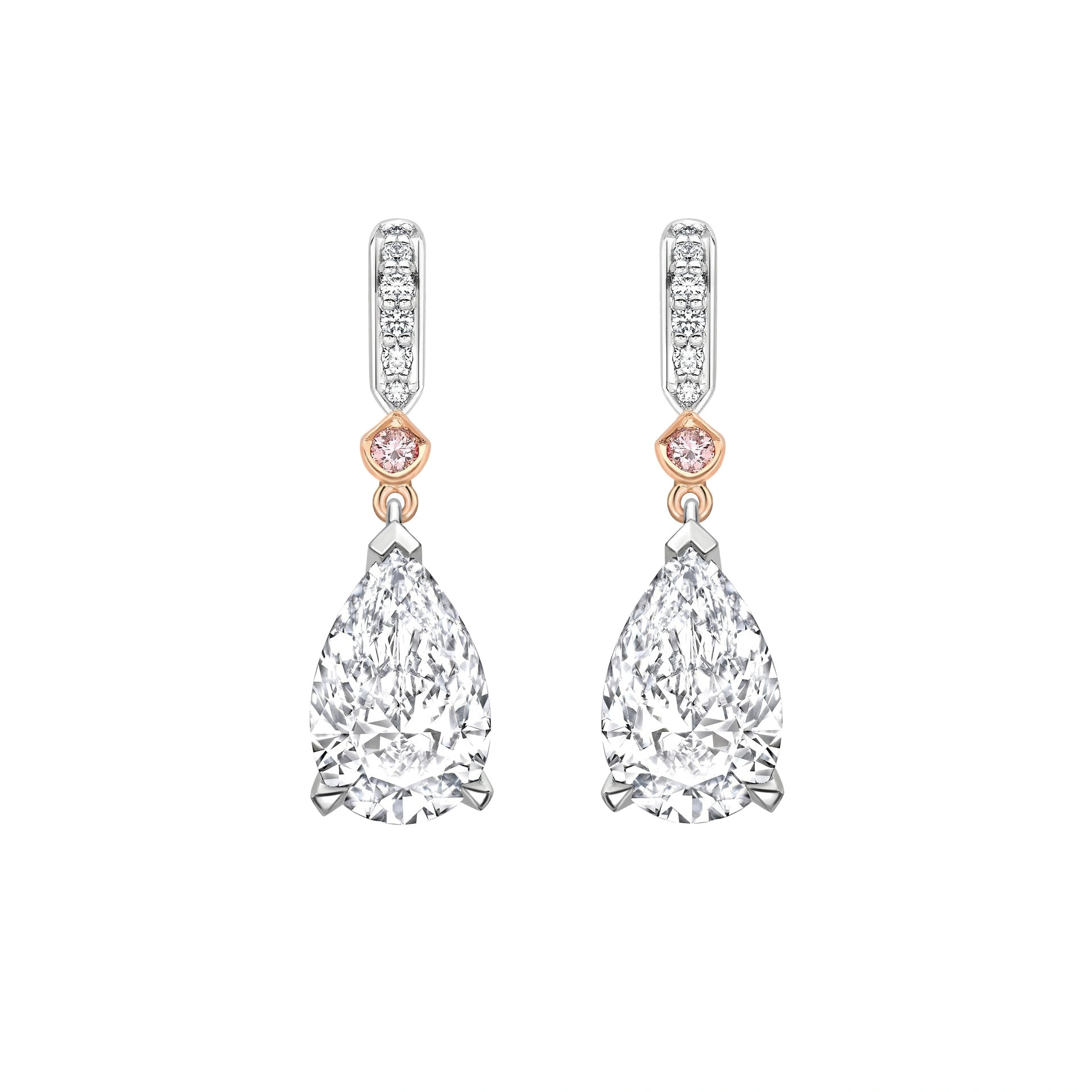 Boodles Classic Pear Diamond and Pink Diamond Drop Earrings Boodles Classic Pear Diamond and Pink Diamond Drop Earrings | Fine Earrings | Coveti