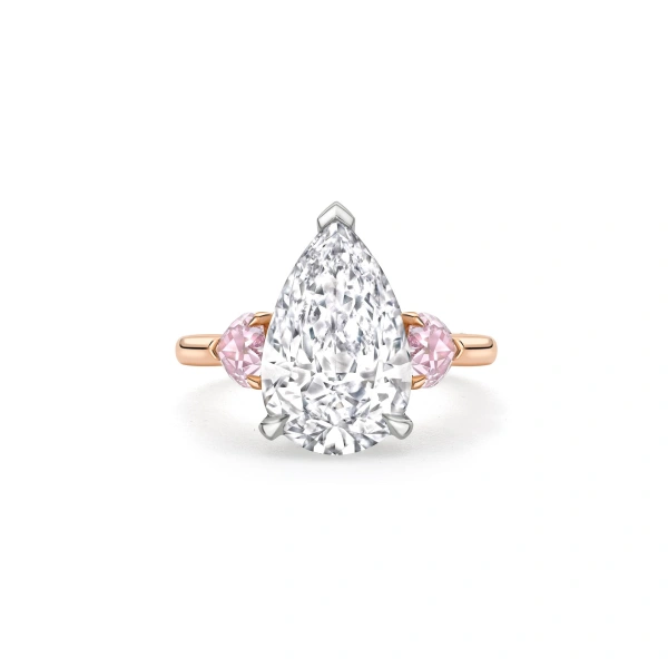 Boodles Classic Pear Diamond and Pink Diamond Rose Gold Ring | Fine Rings | Coveti