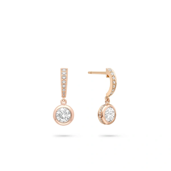 Boodles Classic Rose Gold Diamond Drop Earrings | Fine Earrings | Coveti