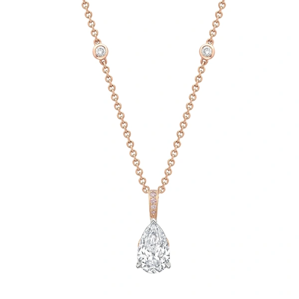 Boodles Classic Rose Gold Pear Diamond Pendant | Fine Necklaces | Coveti