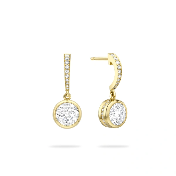 Boodles Classic Yellow Gold Diamond Drop Earrings | Fine Earrings | Coveti