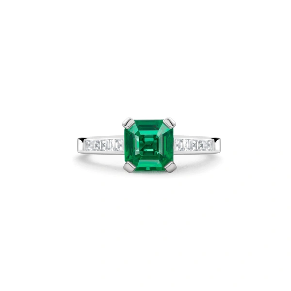 Boodles Emerald Cut Emerald Platinum Ring | Fine Rings | Coveti