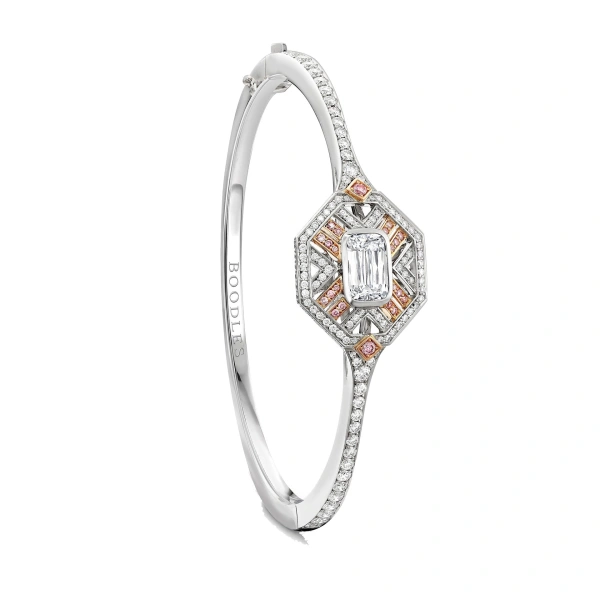 Boodles Fifth Avenue Ashoka Diamond Platinum Bangle | Fine Bracelets | Coveti