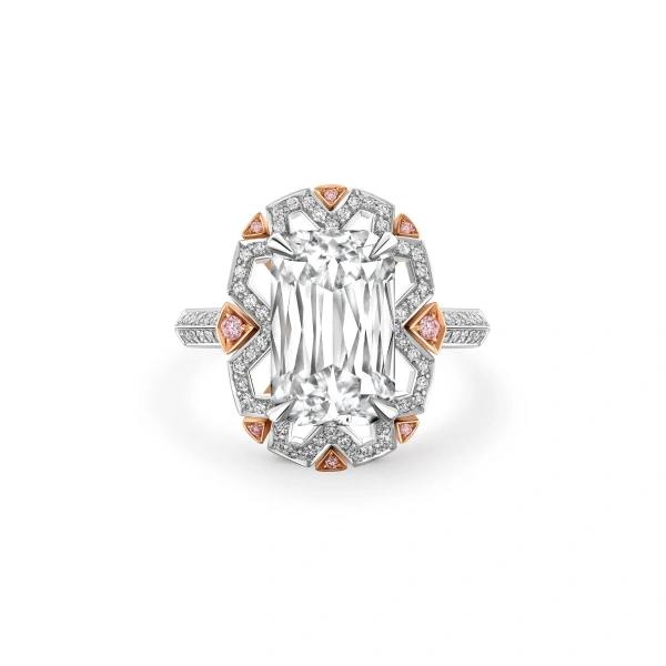 Boodles Fifth Avenue Ashoka Diamond Platinum and Rose Gold Ring | Fine Rings | Coveti