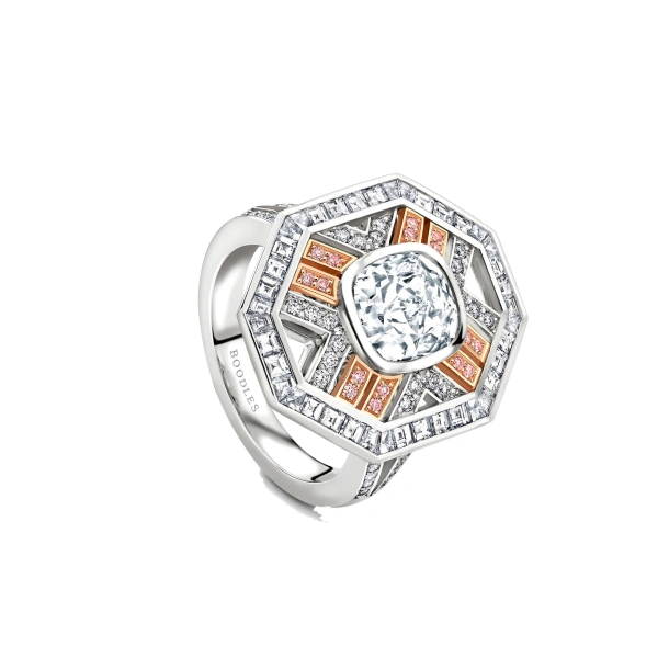 Boodles Fifth Avenue Cushion Blue Diamond Platinum Ring | Fine Rings | Coveti