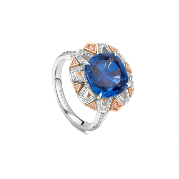 Boodles Fifth Avenue Cushion Sapphire Platinum Ring | Fine Rings | Coveti