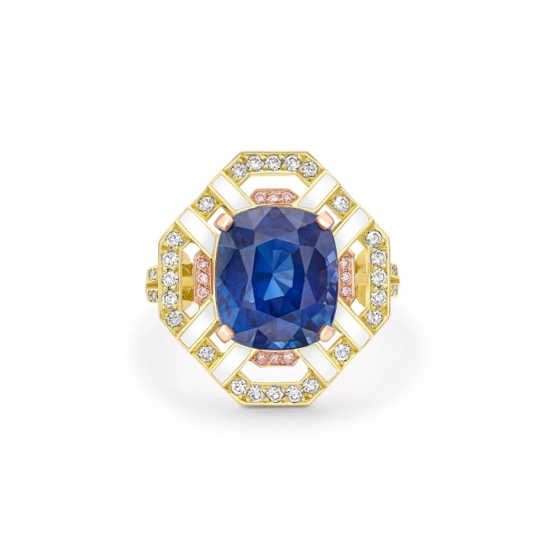 Boodles Fifth Avenue Cushion Sapphire Yellow Gold Ring | Fine Rings | Coveti