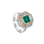 Boodles Fifth Avenue Emerald Platinum and Rose Gold Ring | Fine Rings | Coveti