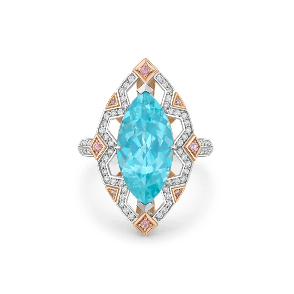 Boodles Fifth Avenue Marquise Paraiba and Pink Diamond Ring | Fine Rings | Coveti