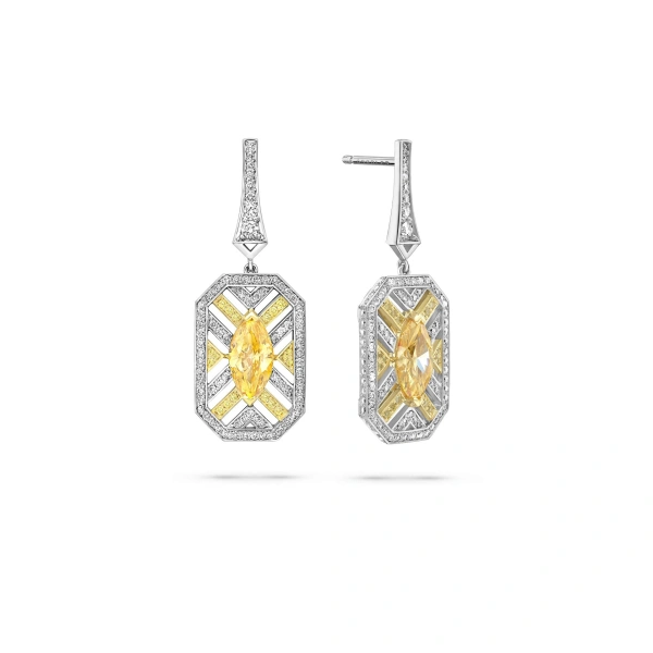 Boodles Fifth Avenue Orange Diamond Platinum Earrings | Fine Earrings | Coveti