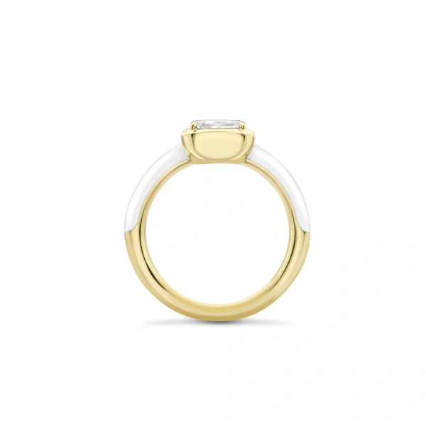 Boodles Florentine Ashoka White Enamel Yellow Gold Ring | Fine Rings | Coveti