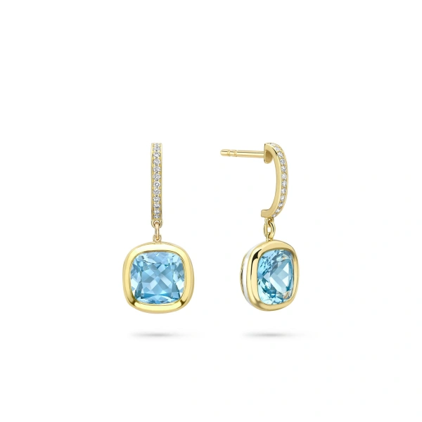 Boodles Florentine Dolce Vita Cushion Aquamarine Earrings | Fine Earrings | Coveti