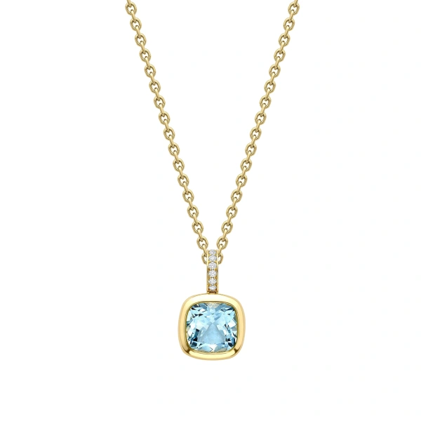 Boodles Florentine Dolce Vita Cushion Aquamarine Pendant | Fine Necklaces | Coveti