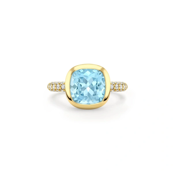 Boodles Florentine Dolce Vita Cushion Aquamarine Ring | Fine Rings | Coveti