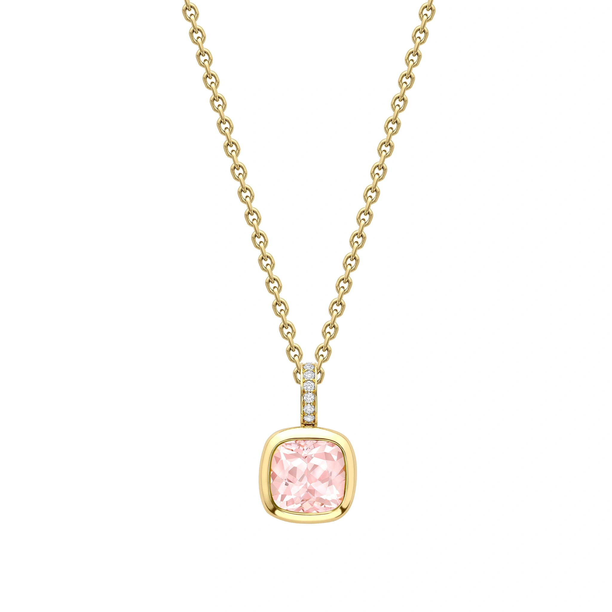 Boodles Florentine Dolce Vita Cushion Morganite Yellow Gold Pendant Boodles Florentine Dolce Vita Cushion Morganite Yellow Gold Pendant | Fine Necklaces | Coveti