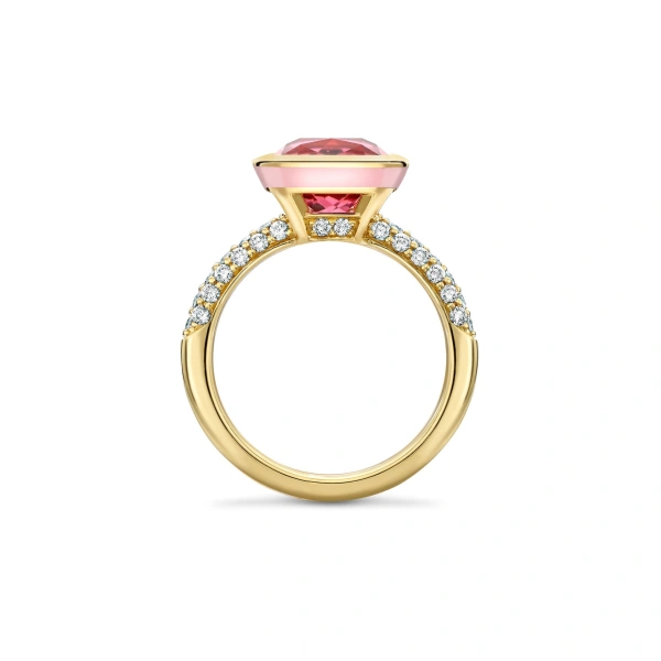 Boodles Florentine Dolce Vita Cushion Pink Tourmaline Ring | Fine Rings | Coveti