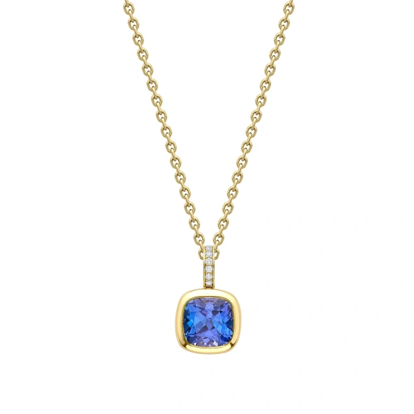 Boodles Florentine Dolce Vita Cushion Tanzanite Pendant | Fine Necklaces | Coveti
