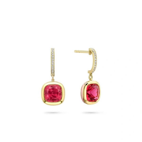 Boodles Florentine Dolce Vita Cushion Tourmaline Yellow Gold Earrings | Fine Earrings | Coveti