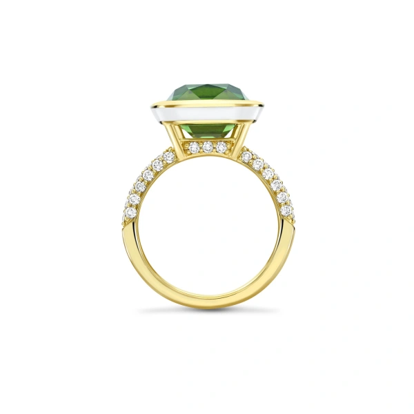 Boodles Florentine Dolce Vita Green Tourmaline Yellow Gold Ring | Fine Rings | Coveti