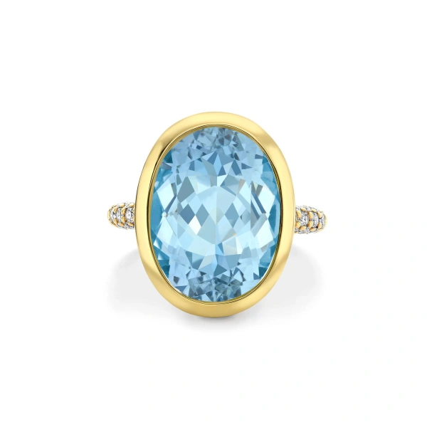 Boodles Florentine Dolce Vita Oval Aquamarine Yellow Gold Ring | Fine Rings | Coveti