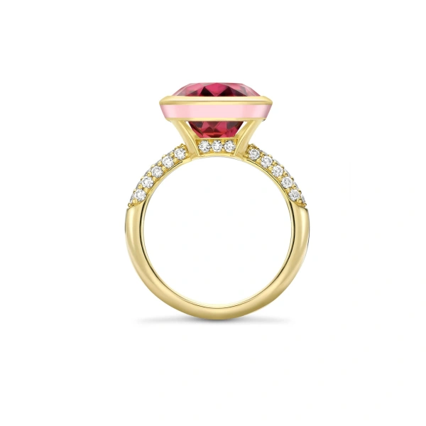 Boodles Florentine Dolce Vita Oval Pink Tourmaline Ring | Fine Rings | Coveti