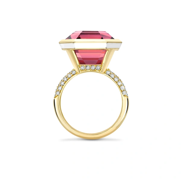 Boodles Florentine Dolce Vita Pink Tourmaline Yellow Gold Ring | Fine Rings | Coveti