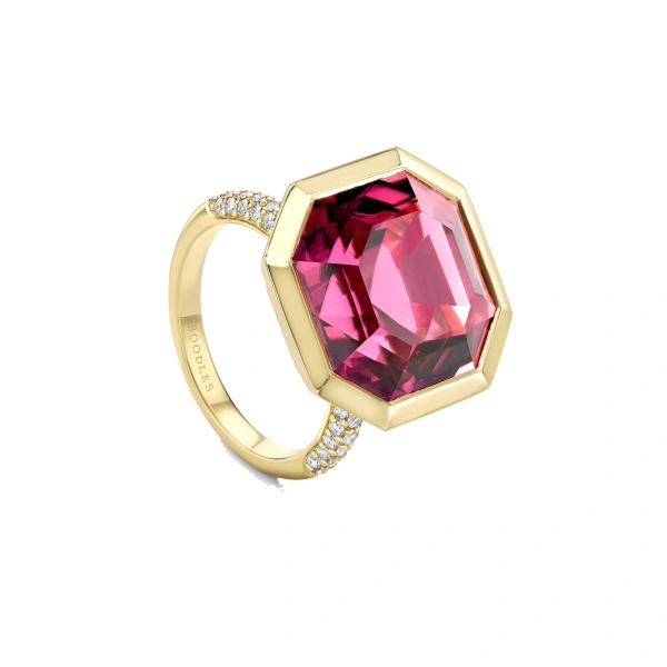 Boodles Florentine Dolce Vita Pink Tourmaline Yellow Gold Ring | Fine Rings | Coveti