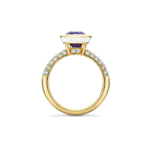 Boodles Florentine Dolce Vita Purple Sapphire Yellow Gold Ring | Fine Rings | Coveti