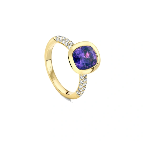 Boodles Florentine Dolce Vita Purple Sapphire Yellow Gold Ring | Fine Rings | Coveti