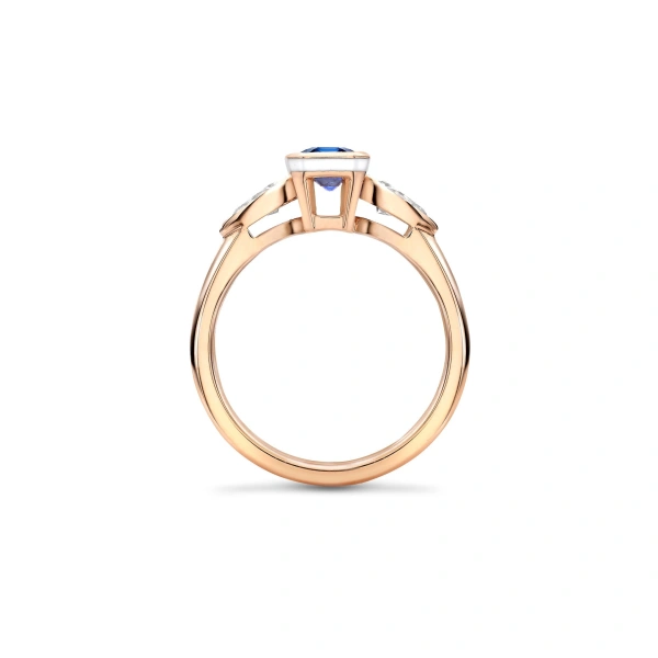 Boodles Florentine Emerald Cut Sapphire Rose Gold Ring | Fine Rings | Coveti