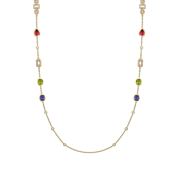 Boodles Florentine Multi-Stone Long Yellow Gold Necklace | Fine Necklaces | Coveti