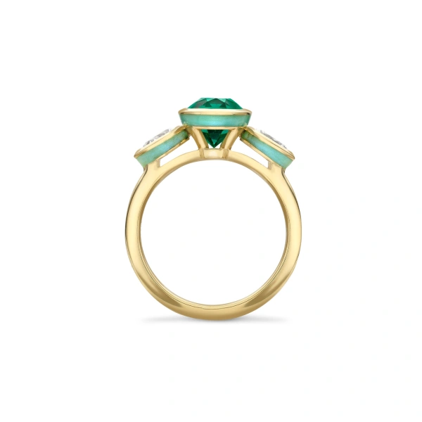 Boodles Florentine Oval Emerald Pear Diamond Yellow Gold Ring | Fine Rings | Coveti