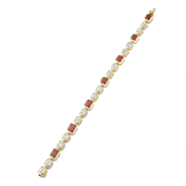 Boodles Florentine Ruby and Ashoka Diamond Yellow Gold Bracelet | Fine Bracelets | Coveti