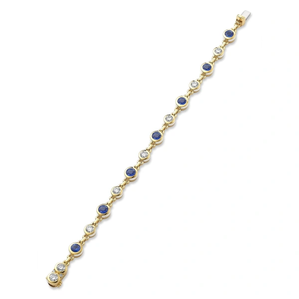 Boodles Florentine Sapphire and Diamond Yellow Gold Bracelet | Fine Bracelets | Coveti