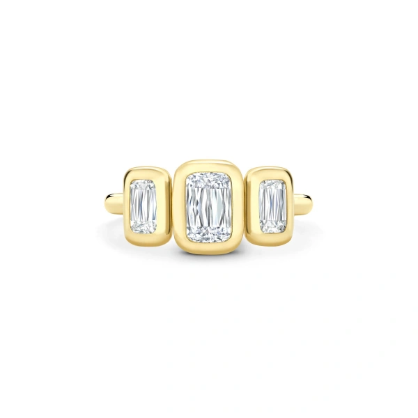 Boodles Florentine Three Stone Ashoka Diamond Yellow Gold Ring | Fine Rings | Coveti