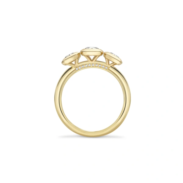 Boodles Florentine Three Stone Ashoka Diamond Yellow Gold Ring | Fine Rings | Coveti