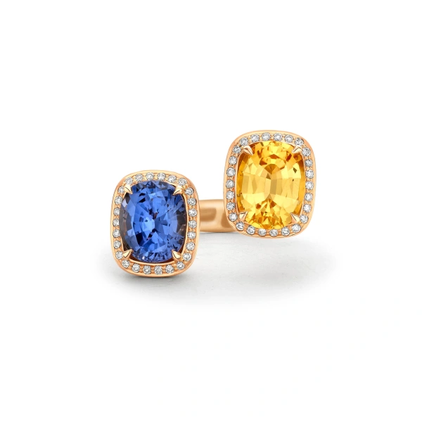 Boodles Gemini Topaz and Spinel Rose Gold Ring | Fine Rings | Coveti