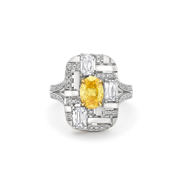 Boodles Geometric Oval Yellow Diamond Platinum Ring | Fine Rings | Coveti